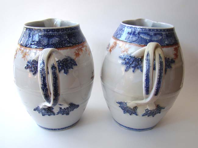 A Pair of Chinese Export Porcelain "Mandarin Palette" Cider Jugs circa 1785-1790 — image 2